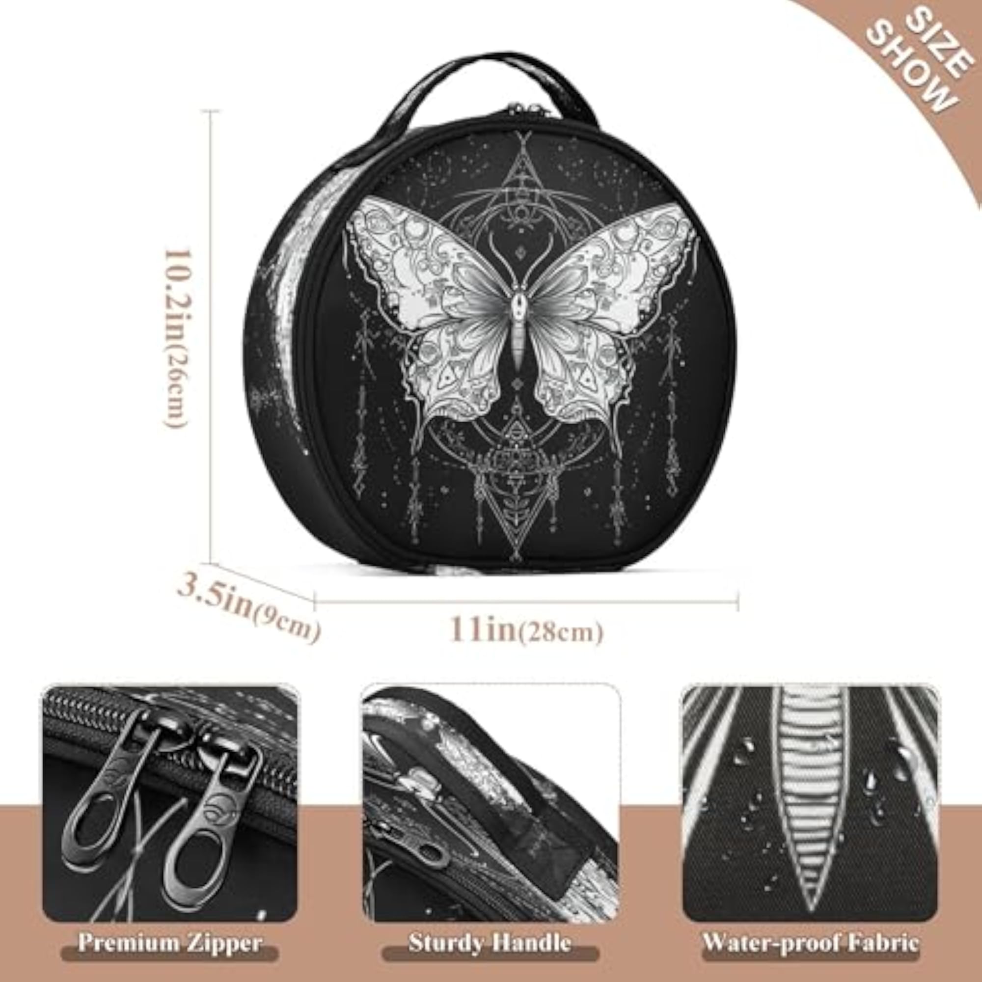 Portable Makeup Case with Adjustable Dividers, Butterfly